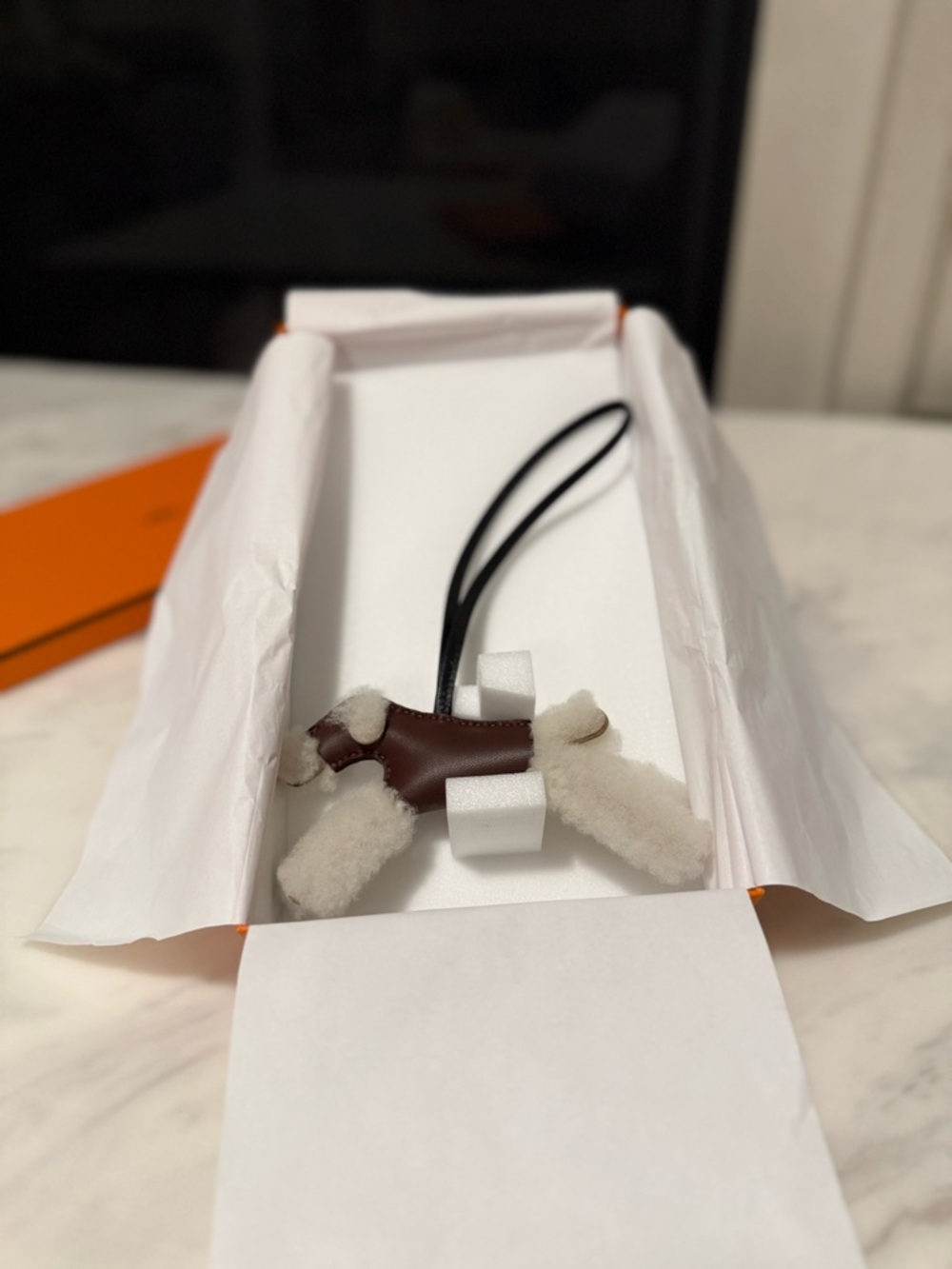 Brand new: Hermes Brown and Cream Shearling Budy Charm